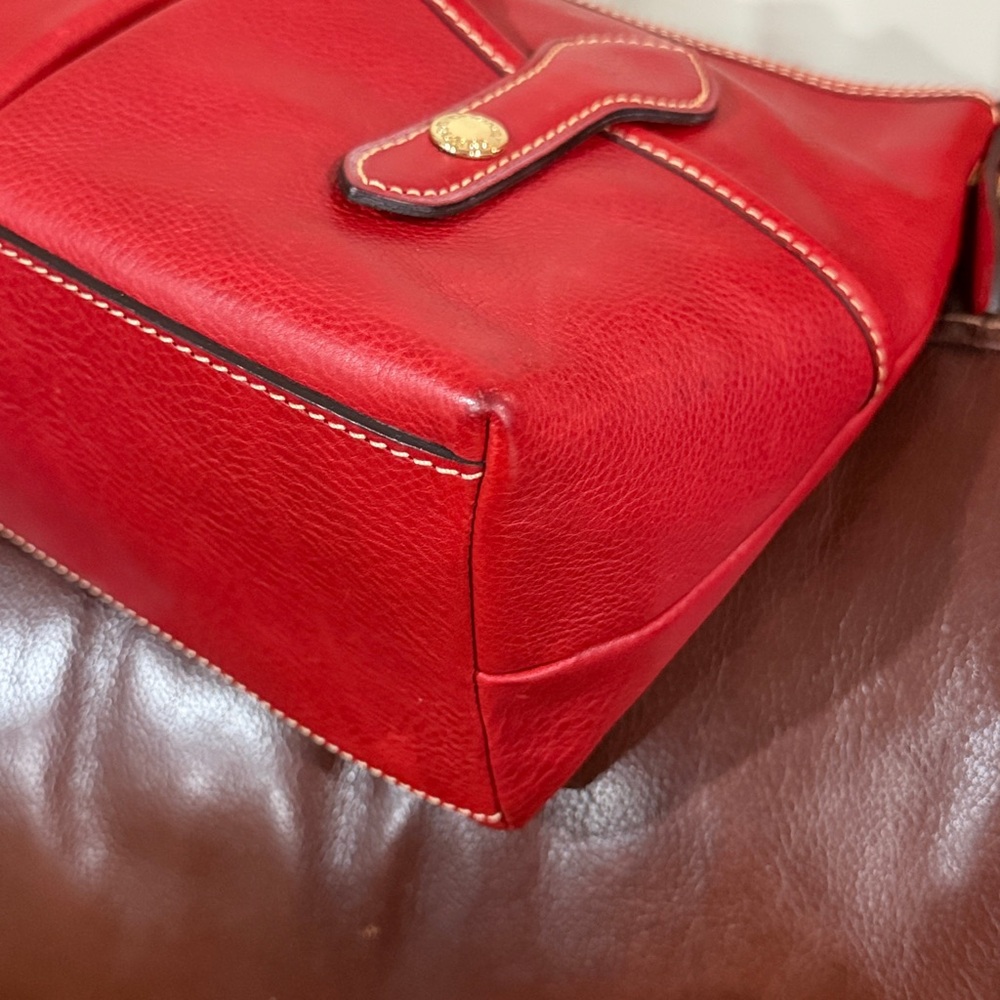 ‼️Dooney & Bourke Red Florentine Leather Small Lucy Hobo Shoulder Bag - Picture 9 of 14